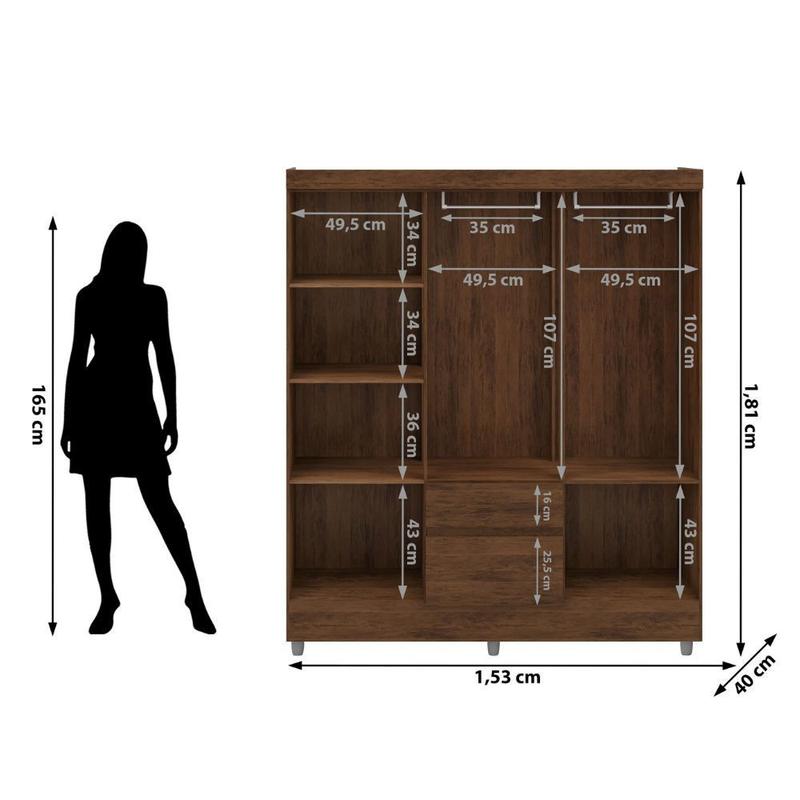 Roupeiro Ideal Plus 6 Pts 10091 Vila Rica - Guarda-Roupa